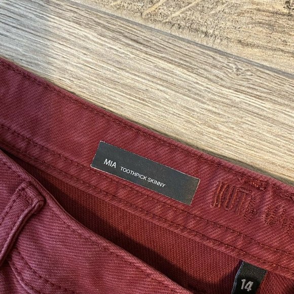 Kut From The Kloth 14 Women’s MIA Toothpick Skinny Jeans Size 14 Burgundy - Picture 4 of 8